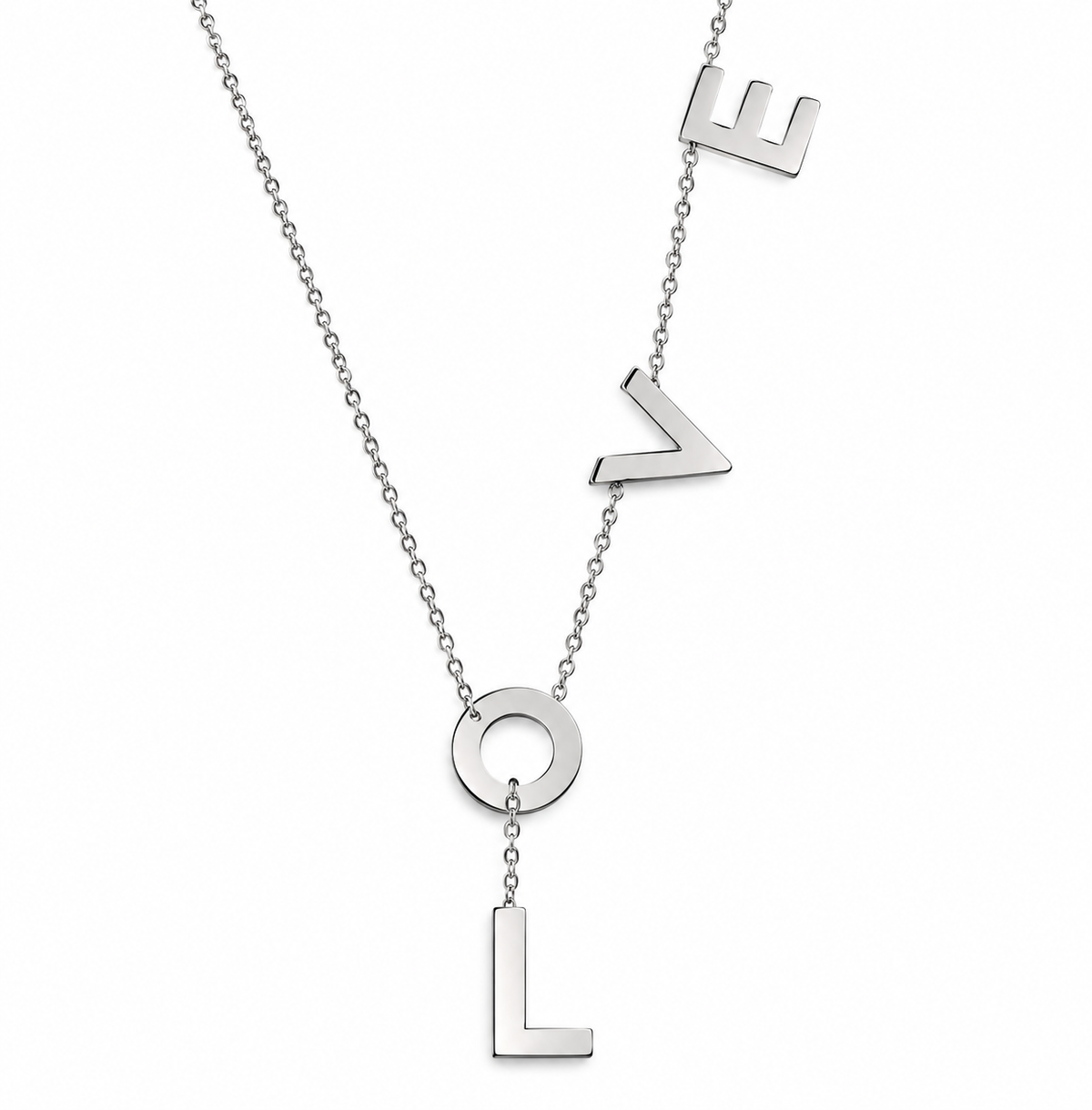 SILVER — Adjustable LOVE Lariat Necklace