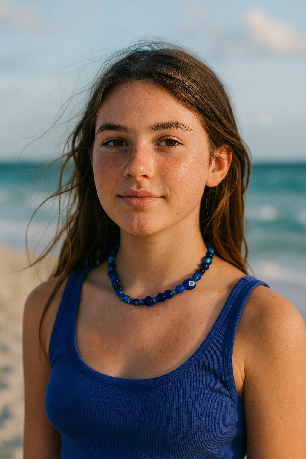 BLUE VINTAGE GLASS CHOKER NECKLACE
